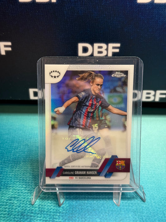 2022-23 Topps Chrome Womens UWCL Caroline Graham Hansen Auto