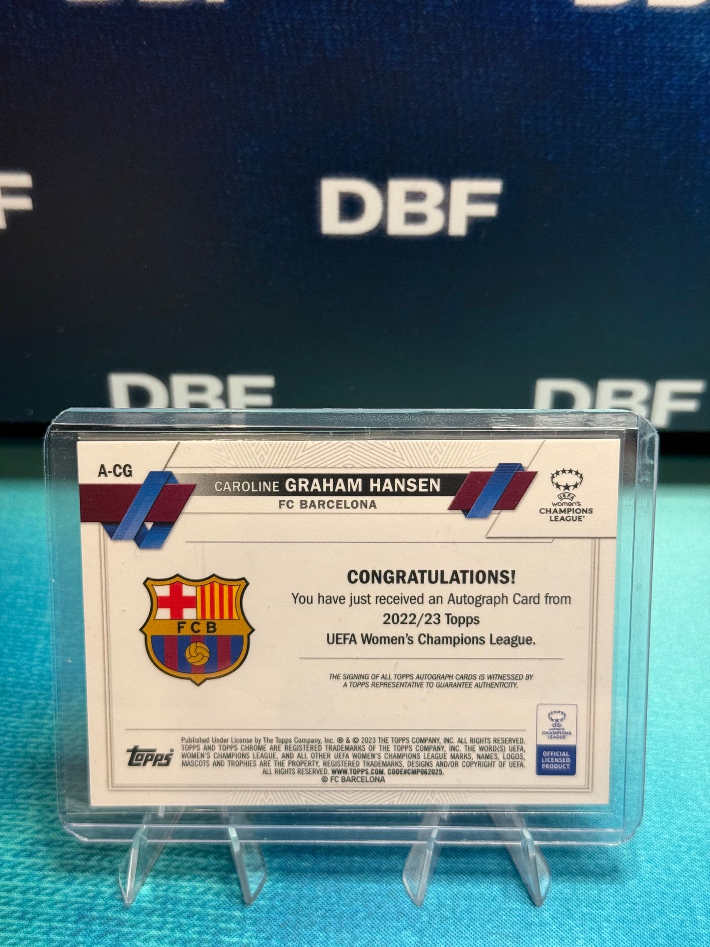 2022-23 Topps Chrome Womens UWCL Caroline Graham Hansen Auto