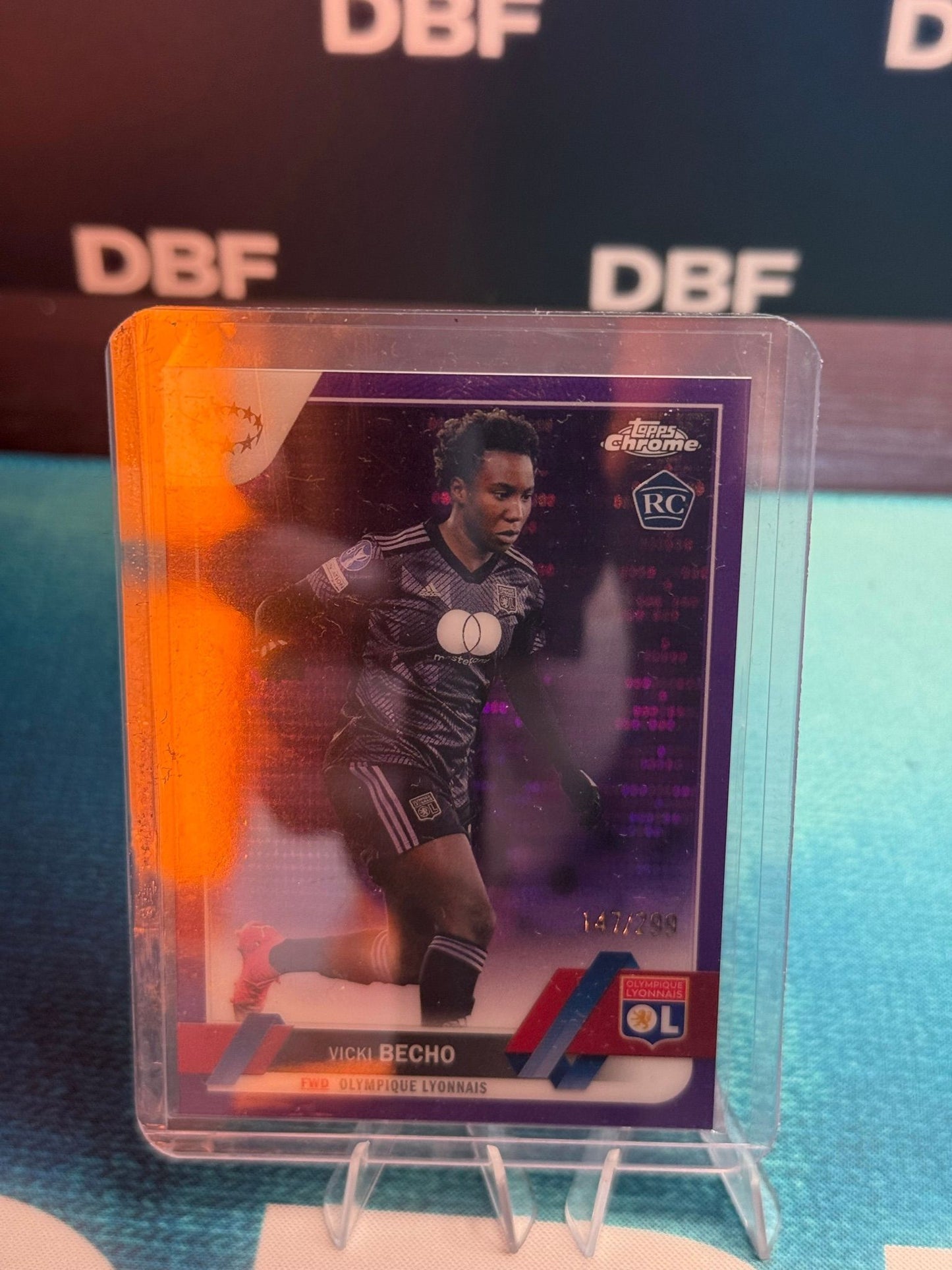 2022-23 Topps Chrome Womens UWCL Vicki Becho RC Lyon Purple Pulsar /299